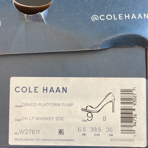 COLE HAAN Drado Platform Peep Toe Pump Light Whiskey Suede Women’s Size 9 - Picture 9 of 11